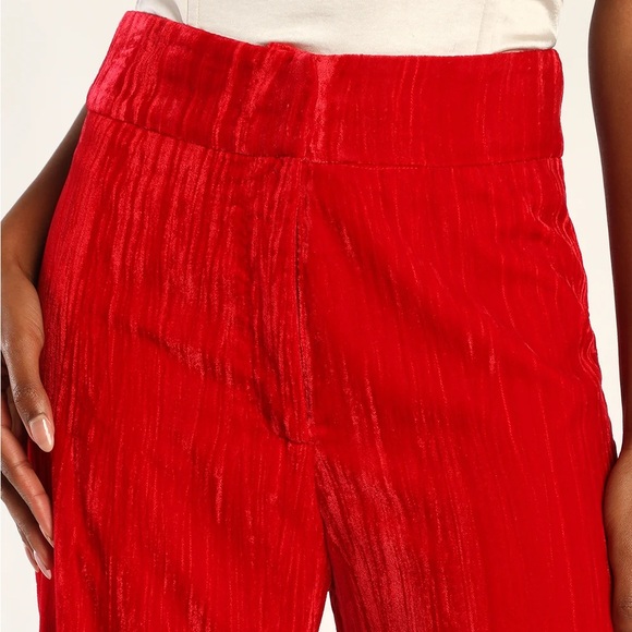 Red Crushed Velvet Blazer & Wide Leg Pants - Picture 11 of 12